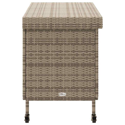 Tuinbox met wielen 110x55x73 cm poly rattan grijs