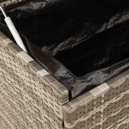 Tuinbox met wielen 110x55x73 cm poly rattan grijs
