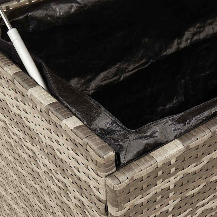 Tuinbox met wielen 110x55x73 cm poly rattan grijs