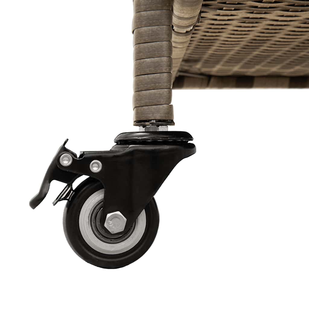 Tuinbox met wielen 110x55x73 cm poly rattan grijs