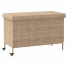 Garden Storage Box with Wheels 110x55x73 cm Polyrattan Mixed Beige