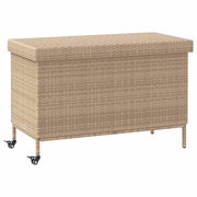 Garden Storage Box with Wheels 110x55x73 cm Polyrattan Mixed Beige
