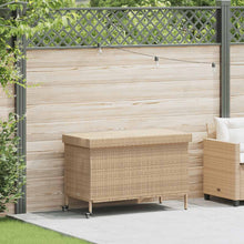 Tuinbox met wielen 110x55x73 cm poly rattan gemengd beige