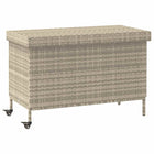 Tuinbox 110x55x73 cm poly rattan lichtgrijs met wielen