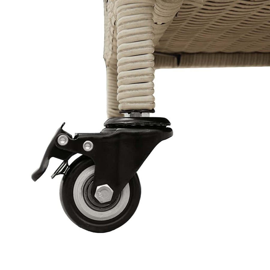 Tuinbox met wielen 110x55x73 cm poly rattan lichtgrijs