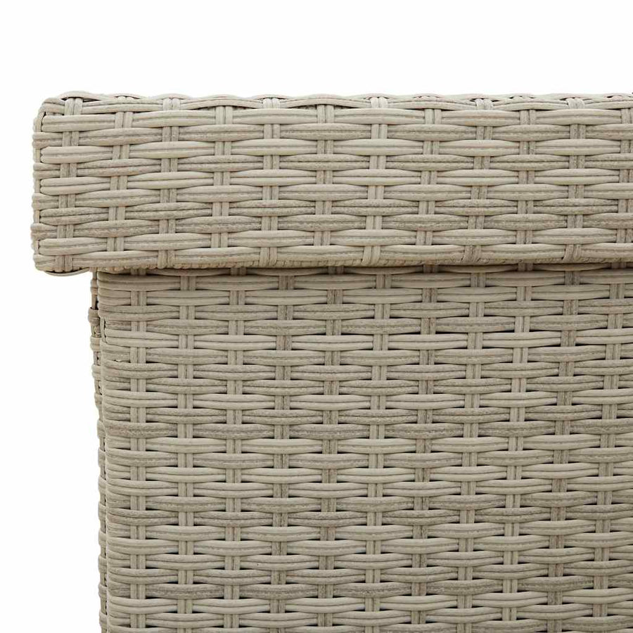 Tuinbox met wielen 110x55x73 cm poly rattan lichtgrijs