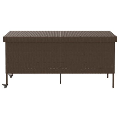Tuinbox met wielen 160x55x75 cm poly rattan bruin