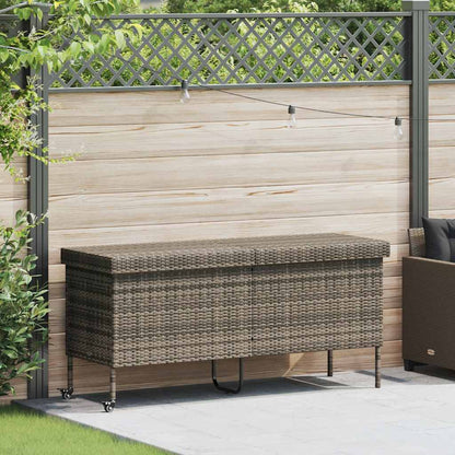Tuinbox met wielen 160x55x75 cm poly rattan grijs