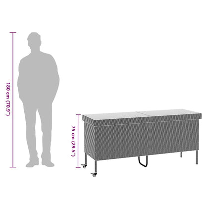 Tuinbox met wielen 160x55x75 cm poly rattan grijs