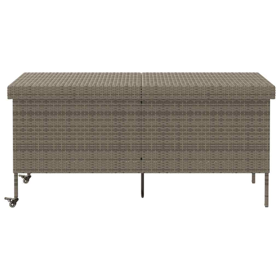 Tuinbox met wielen 160x55x75 cm poly rattan grijs