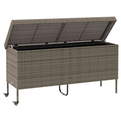 Tuinbox met wielen 160x55x75 cm poly rattan grijs