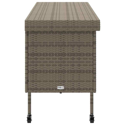 Tuinbox met wielen 160x55x75 cm poly rattan grijs