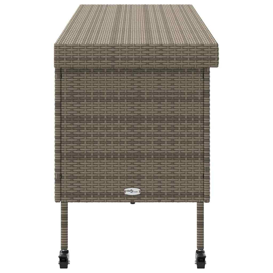 Tuinbox met wielen 160x55x75 cm poly rattan grijs