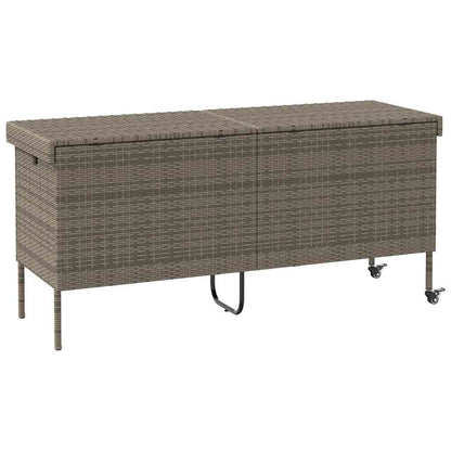Tuinbox met wielen 160x55x75 cm poly rattan grijs
