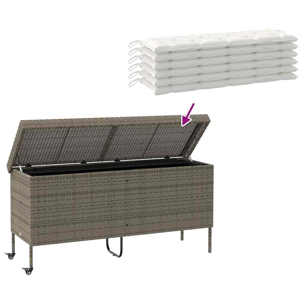 Tuinbox met wielen 160x55x75 cm poly rattan grijs
