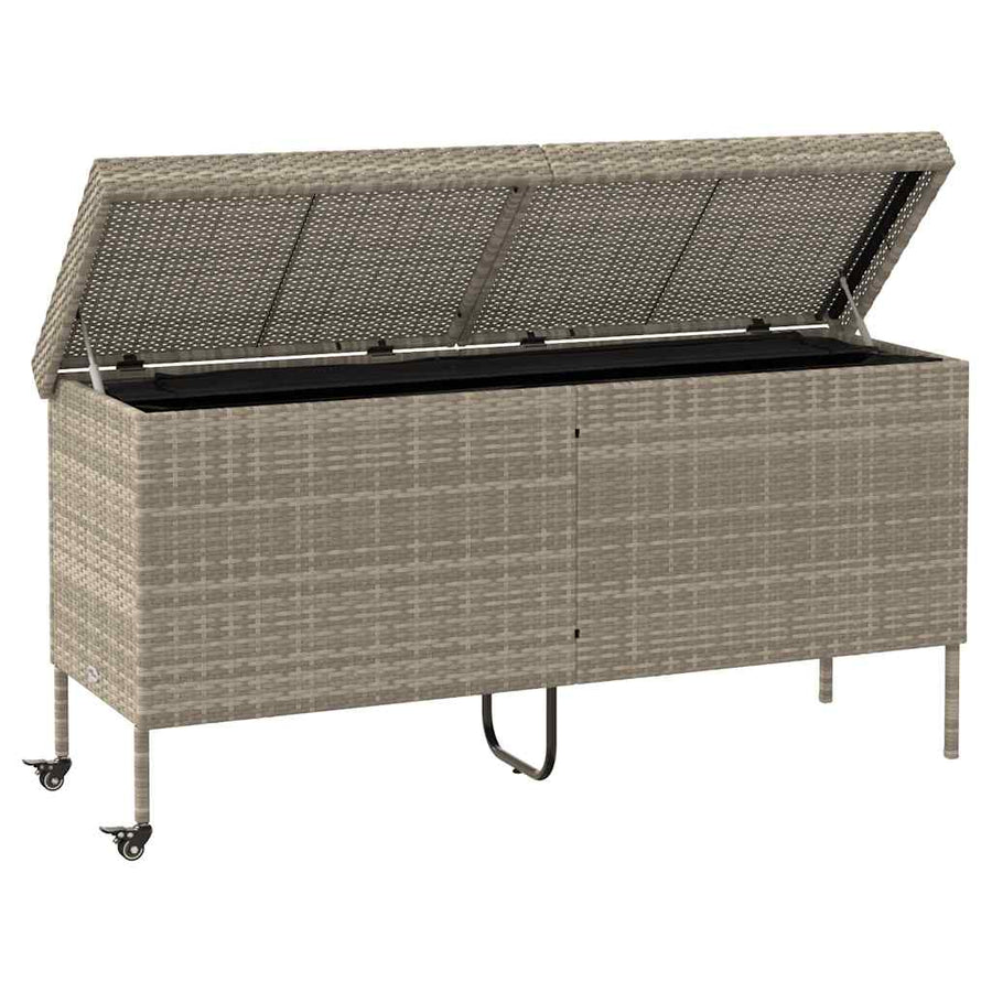 Tuinbox Met Wielen Poly Rattan 160 x 55 x 75 cm Lichtgrijs