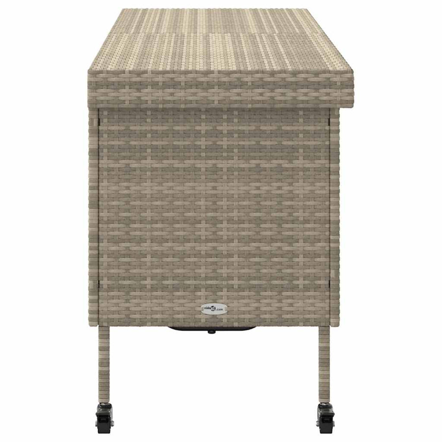 Tuinbox Met Wielen Poly Rattan 160 x 55 x 75 cm Lichtgrijs