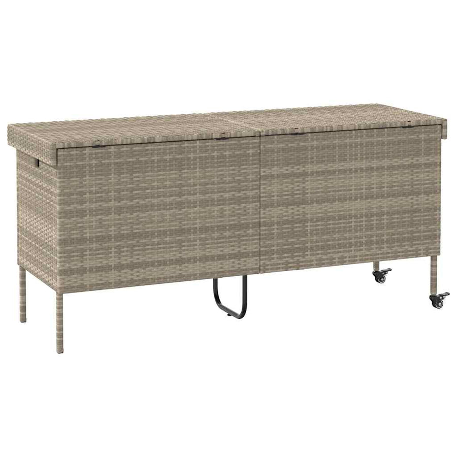 Tuinbox Met Wielen Poly Rattan 160 x 55 x 75 cm Lichtgrijs