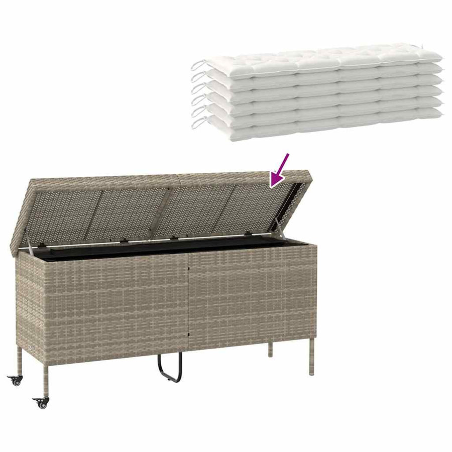 Tuinbox Met Wielen Poly Rattan 160 x 55 x 75 cm Lichtgrijs