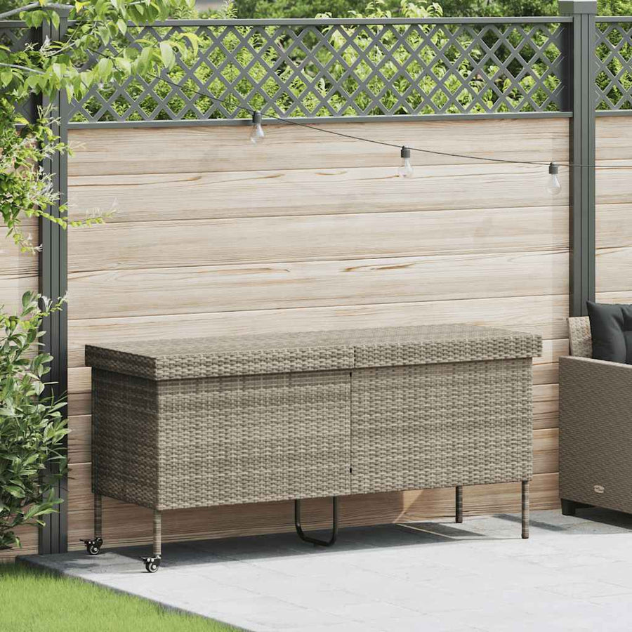 Tuinbox Met Wielen Poly Rattan 160 x 55 x 75 cm Lichtgrijs