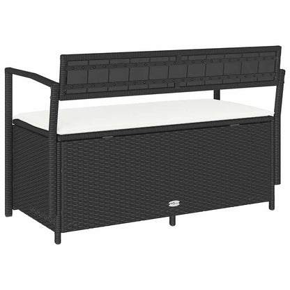 Tuinbank Met Kussen, Polyrotan Zwart En Crèmewit