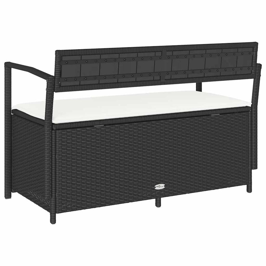 Tuinbank Met Kussen, Polyrotan Zwart En Crèmewit