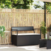 Tuinbank polyrotan zwart crèmewit kussen