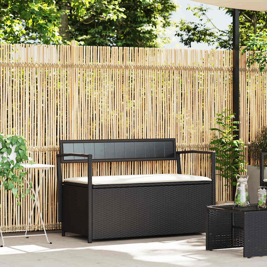Tuinbank Met Kussen, Polyrotan Zwart En Crèmewit