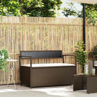 Garden bench with cushion, brown poly rattan