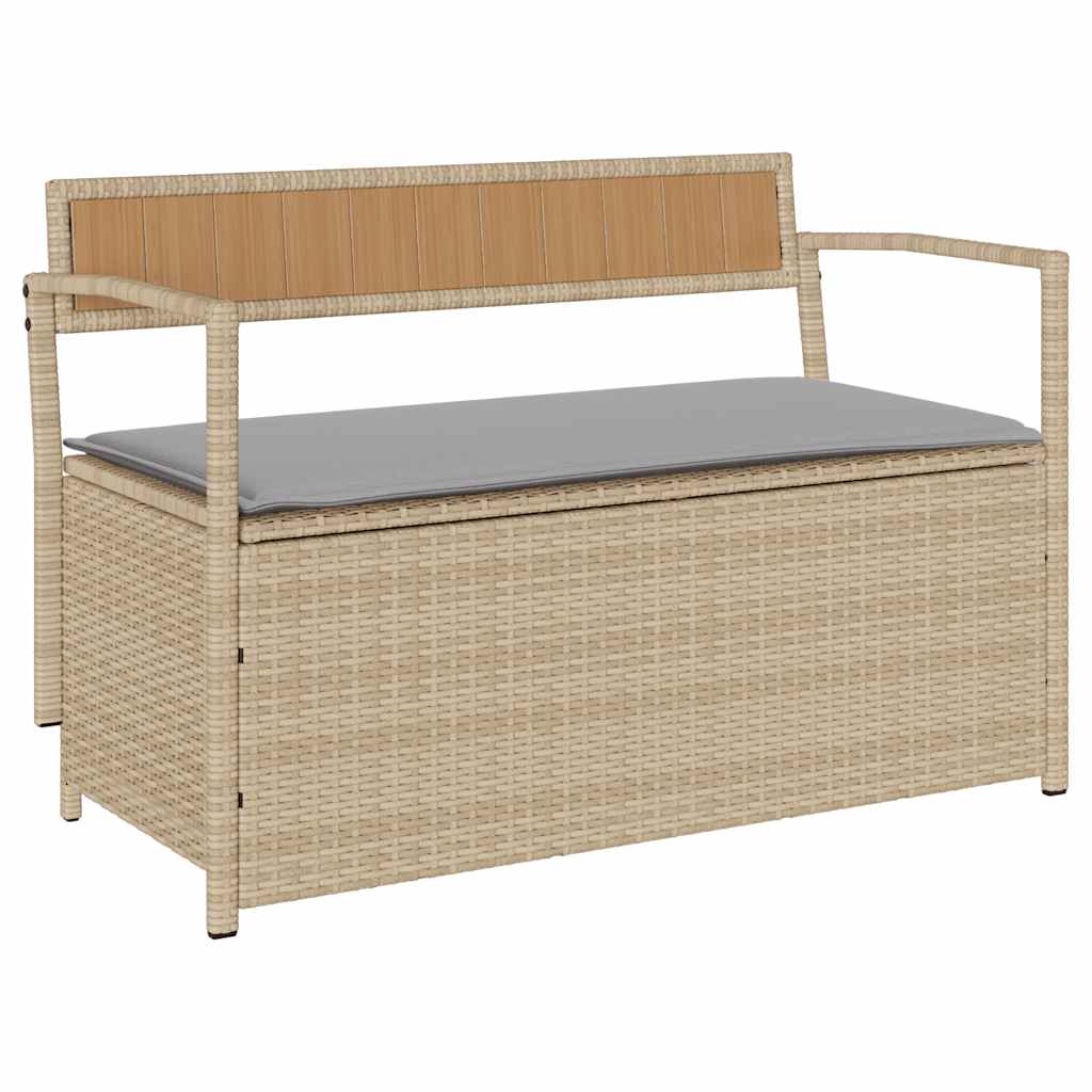 Tuinbank Met Kussen Polyrotan Beige En Lichtgrijs