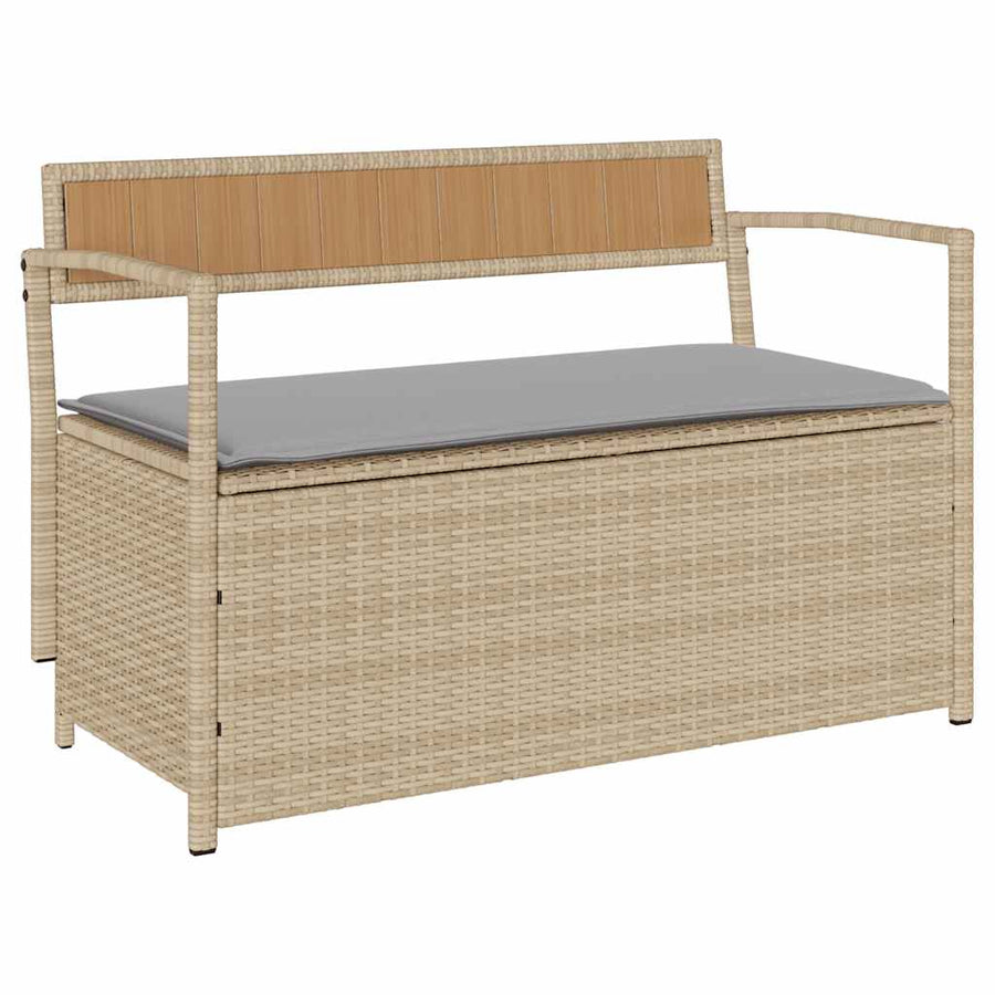 Tuinbank Met Kussen Polyrotan Beige En Lichtgrijs
