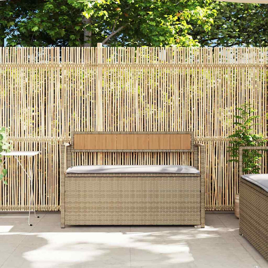 Tuinbank Met Kussen Polyrotan Beige En Lichtgrijs