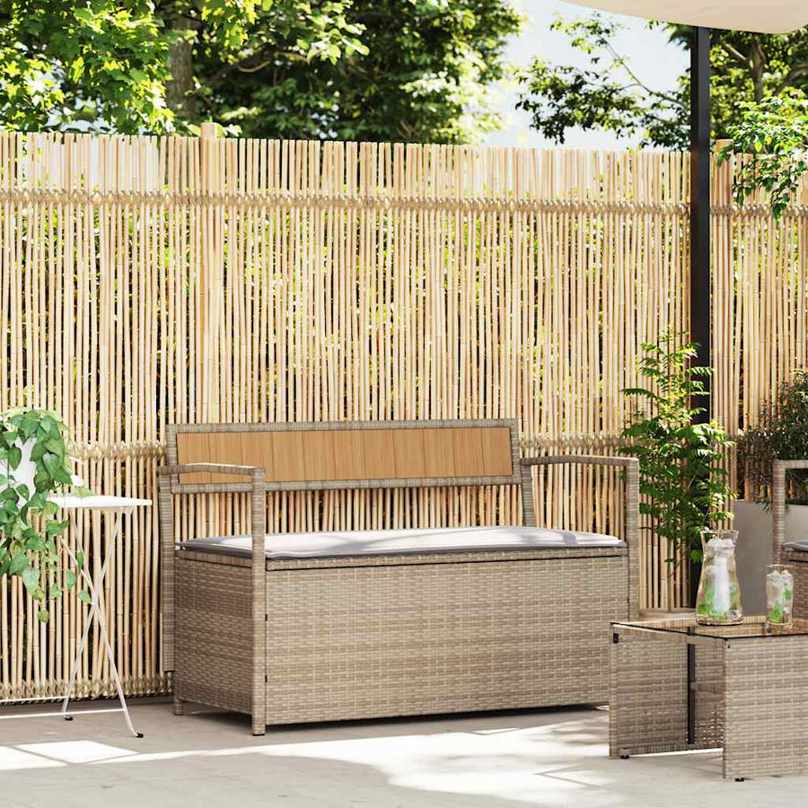 Tuinbank Met Kussen Polyrotan Beige En Lichtgrijs