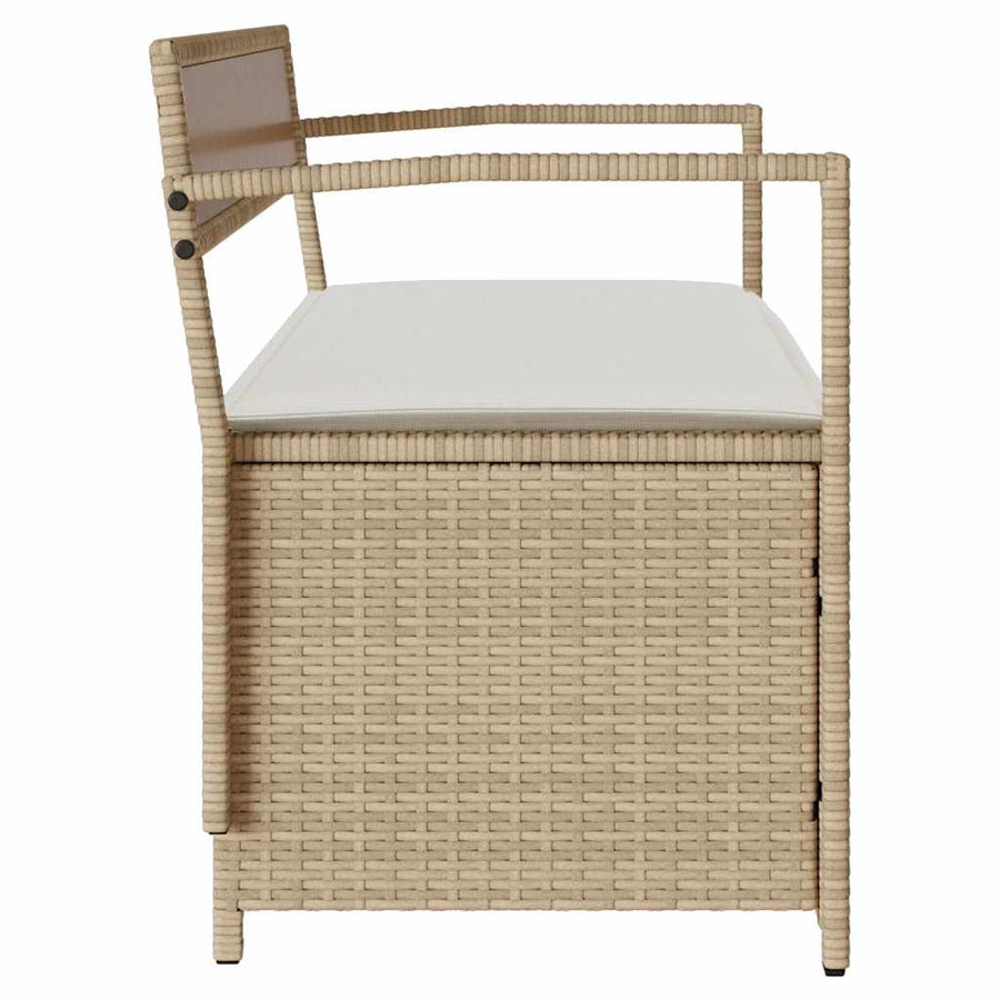 Tuinbank Met Kussen Polyrotan Beige En Crèmewit