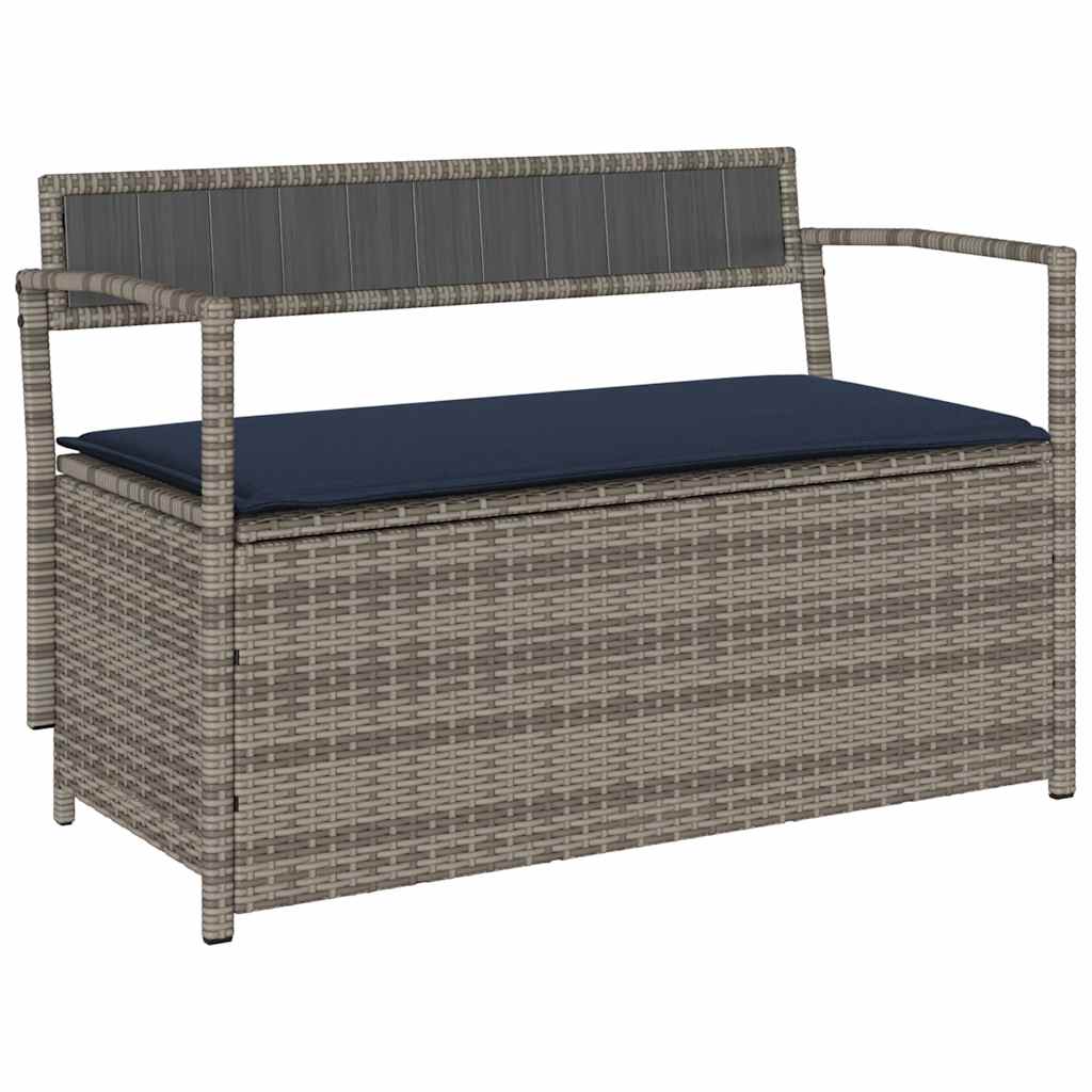 Tuinbank Met Kussen, Polyrotan Grijs En Marineblauw