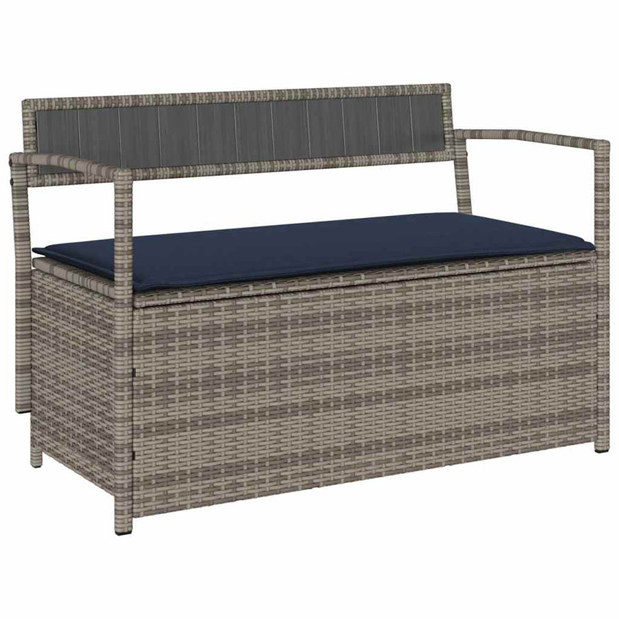 Tuinbank Met Kussen, Polyrotan Grijs En Marineblauw