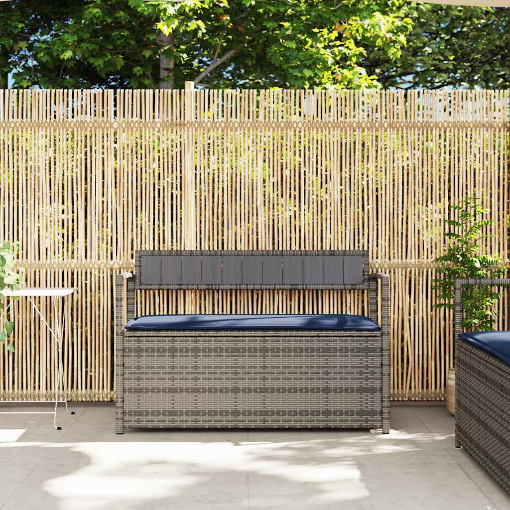 Tuinbank Met Kussen, Polyrotan Grijs En Marineblauw