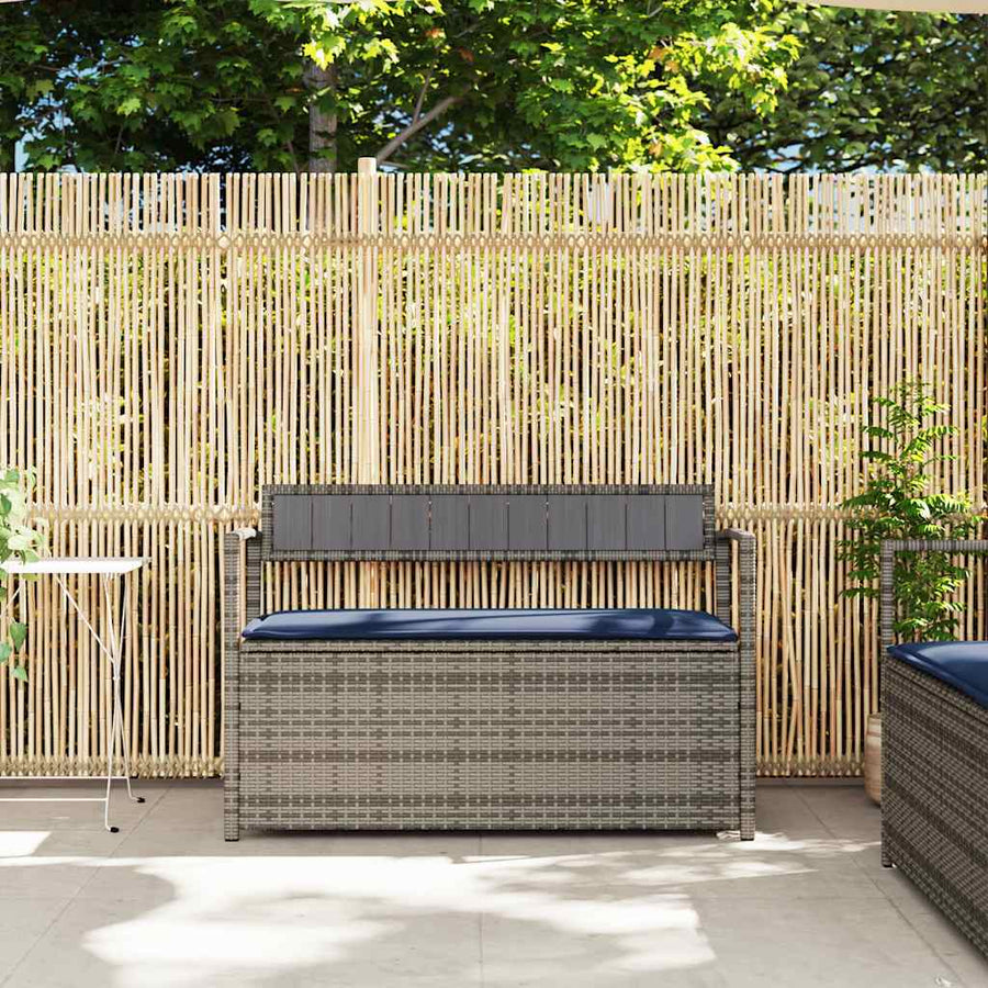 Tuinbank Met Kussen, Polyrotan Grijs En Marineblauw