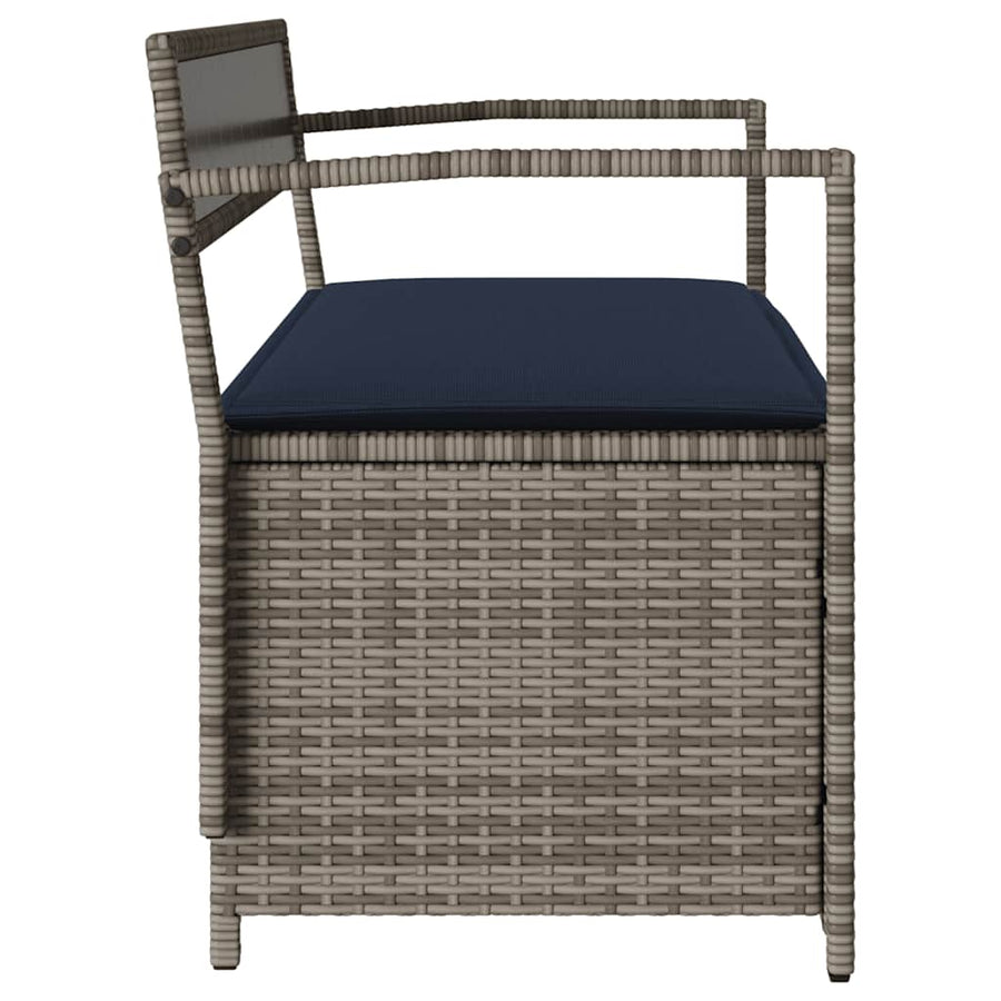 Tuinbank Met Kussen, Polyrotan Grijs En Marineblauw