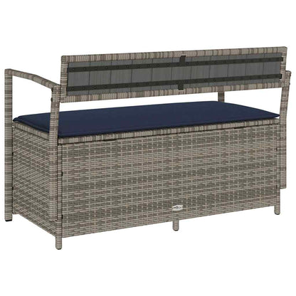 Tuinbank Met Kussen, Polyrotan Grijs En Marineblauw