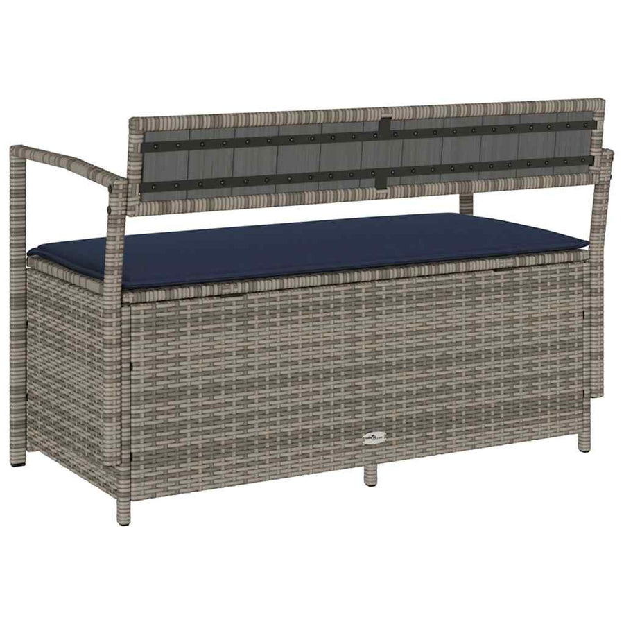 Tuinbank Met Kussen, Polyrotan Grijs En Marineblauw