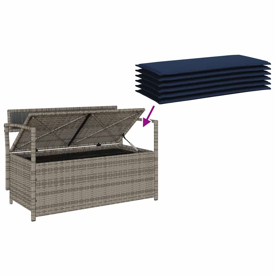 Tuinbank Met Kussen, Polyrotan Grijs En Marineblauw