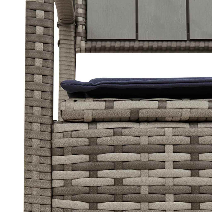 Tuinbank Met Kussen, Polyrotan Grijs En Marineblauw