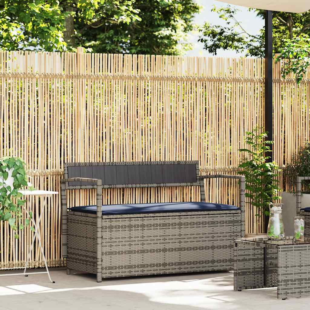 Tuinbank Met Kussen, Polyrotan Grijs En Marineblauw