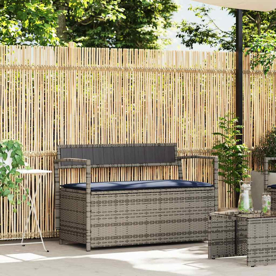 Tuinbank Met Kussen, Polyrotan Grijs En Marineblauw
