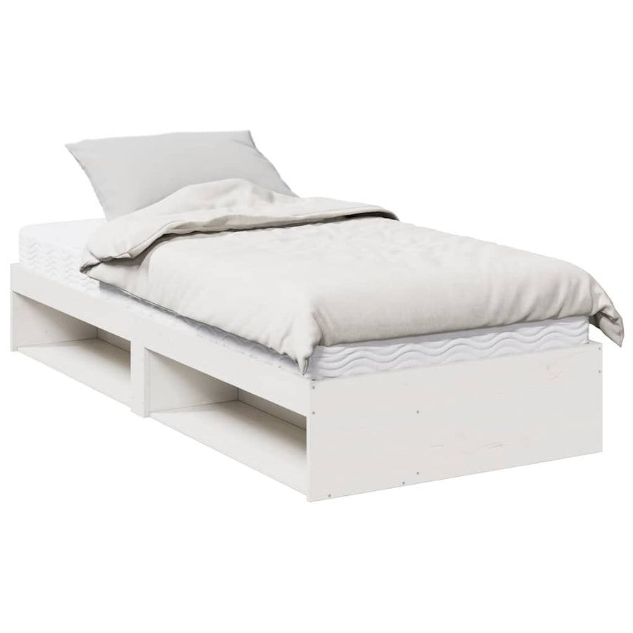 Slaapbank met matras 100x200 cm massief grenenhout wit