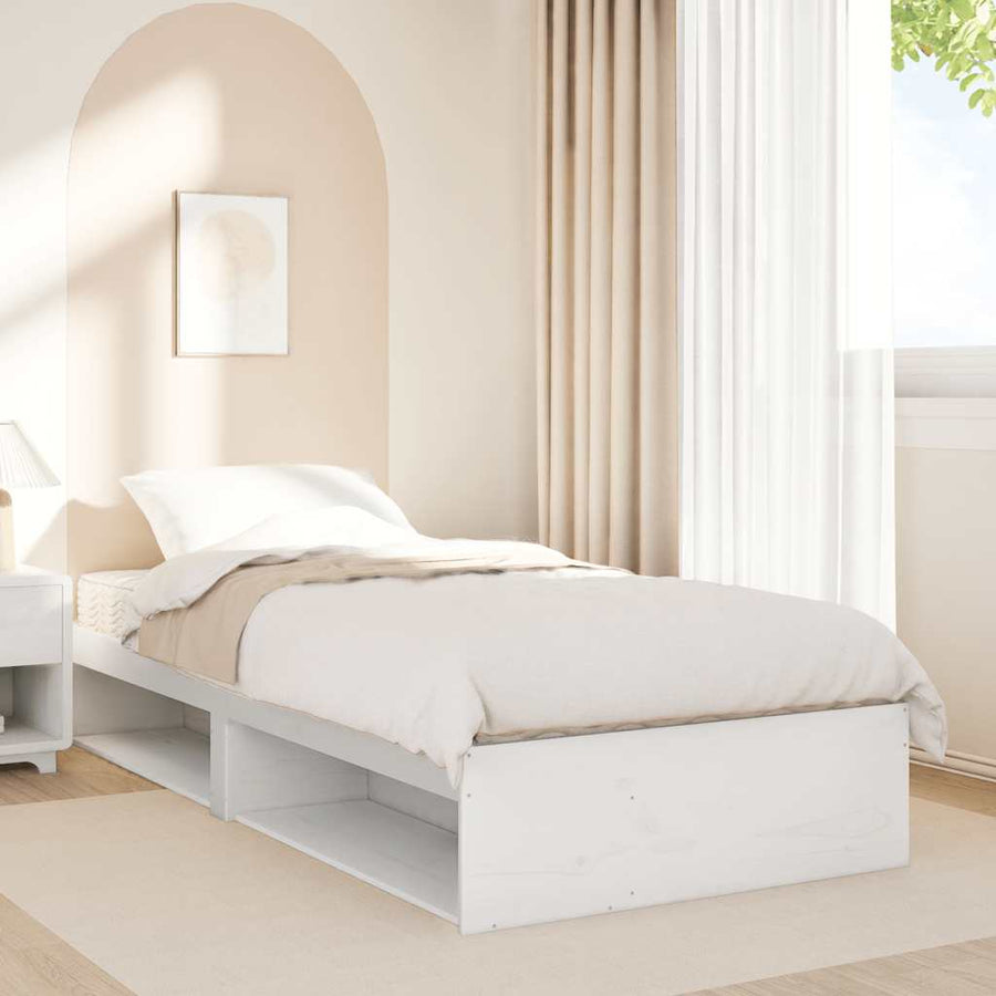 Slaapbank met matras 100x200 cm massief grenenhout wit