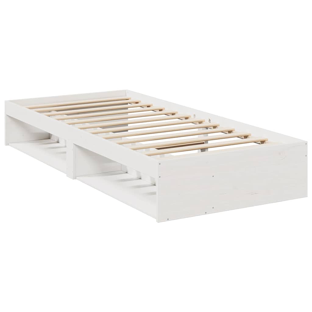 Slaapbank met matras 100x200 cm massief grenenhout wit