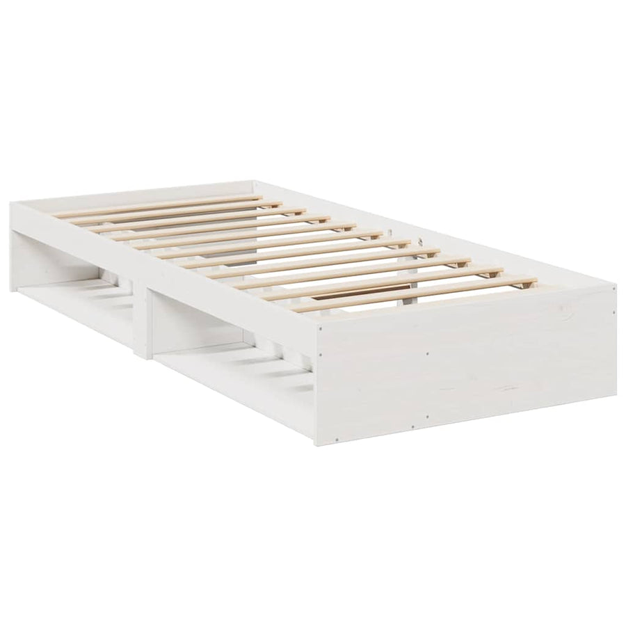 Slaapbank met matras 100x200 cm massief grenenhout wit