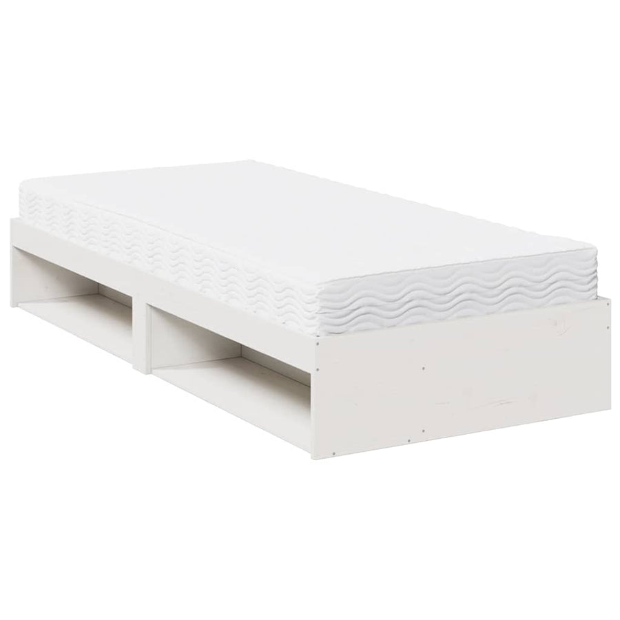 Slaapbank met matras 100x200 cm massief grenenhout wit